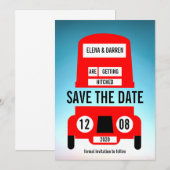 London Red Bus bruiloft Save The Date (Voorkant / Achterkant)