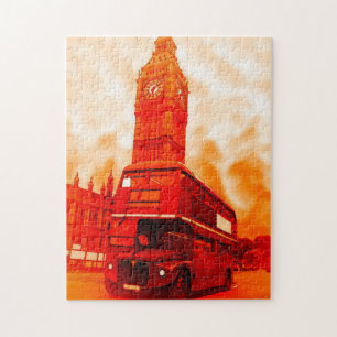 London Red Bus en Big Ben Art Travel Legpuzzel