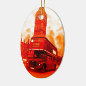 London Red Bus en de Big Ben Keramisch Ornament (Links)