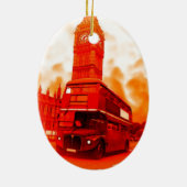 London Red Bus en de Big Ben Keramisch Ornament (Achterkant)
