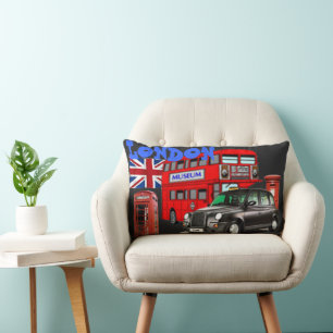 London Red Bus en iconen van Engeland T-shirt Kussen