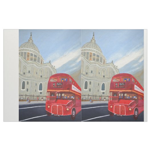 London Red Bus Fabric Stof (Yard (91,4 cm))