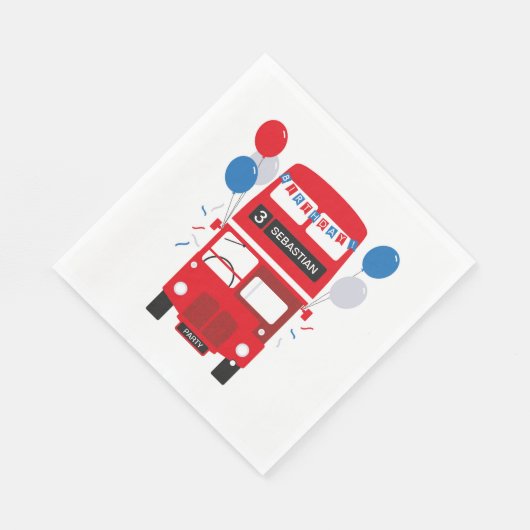 London Red Bus gepersonaliseerde verjaardagspapier Servetten (Hoek)