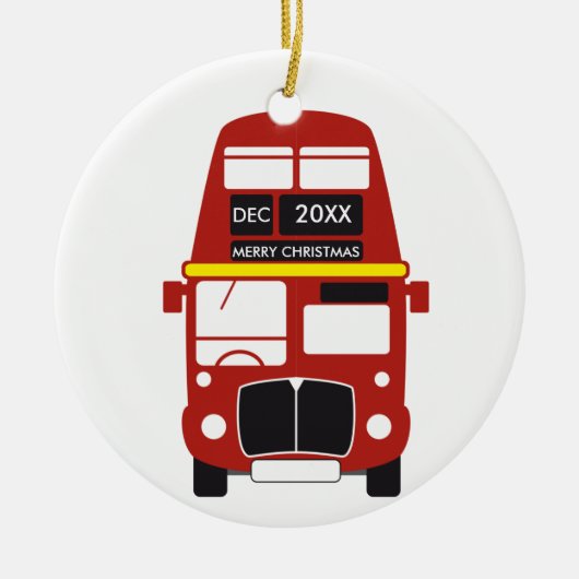 London Red Bus kerstversiering Keramisch Ornament (Voorkant)