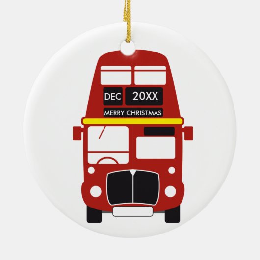 London Red Bus kerstversiering Keramisch Ornament (Achterkant)
