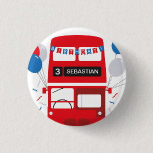 London Red Bus Personalized Birthday Badge Ronde Button 3,2 Cm