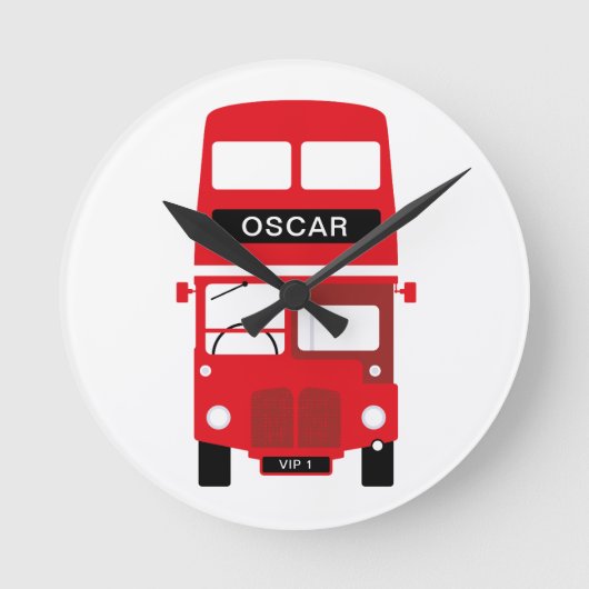 London Red Bus Personalized Clock Ronde Klok (Voorkant)
