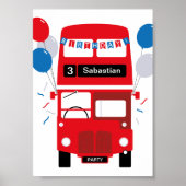 London Red Bus Personalized Party Poster (Voorkant)