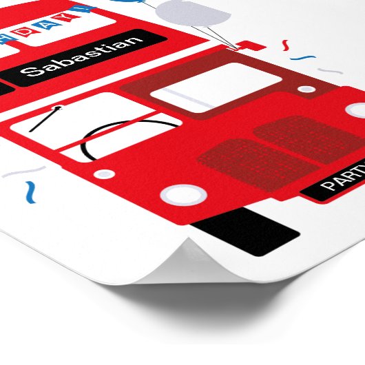 London Red Bus Personalized Party Poster (Hoek)