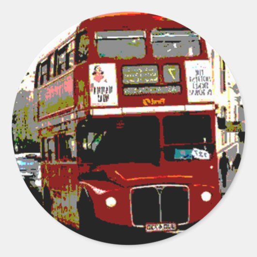 London Red Bus Routemaster Buses Ronde Sticker (Voorkant)