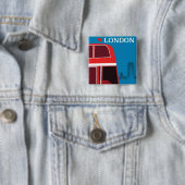 London Red Bus Vierkante Button 5,1 Cm (In situ)