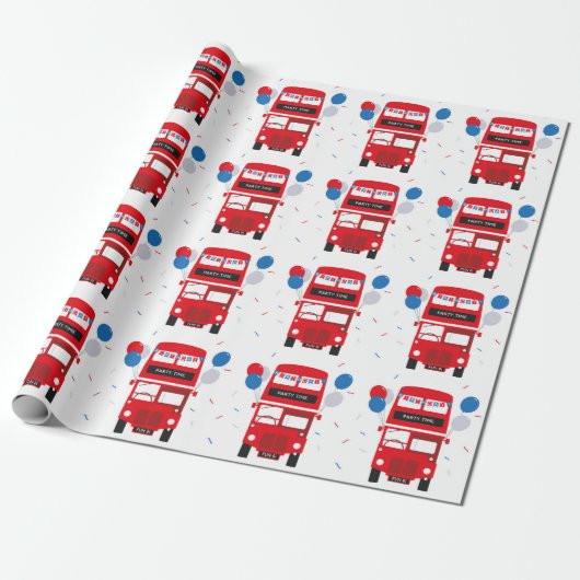 London Red Bus Wrapping Paper Cadeaupapier (Uitgerold)