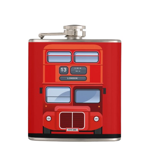 London Red Double Decker Bus Flask Heupfles (Voorkant)