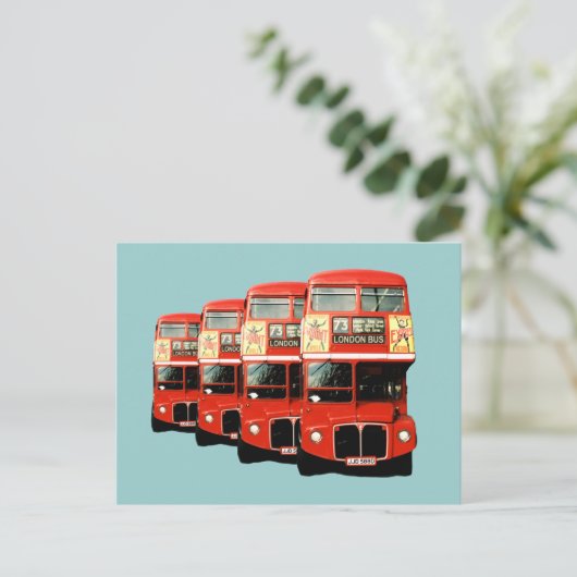 London Red Double-Decker Buses Briefkaart (Staand voorkant)