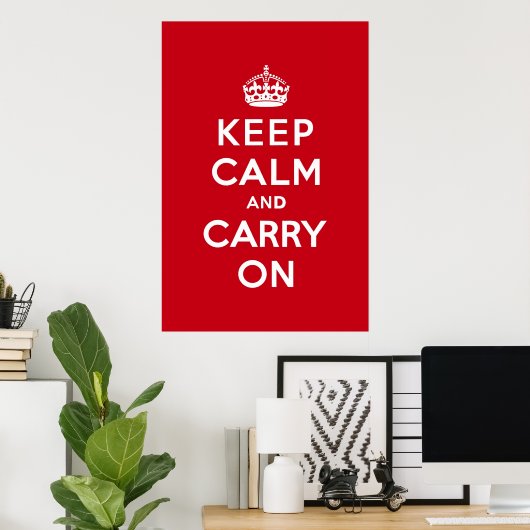 London Red Keep Calm en Carry on Poster (Thuiskantoor)
