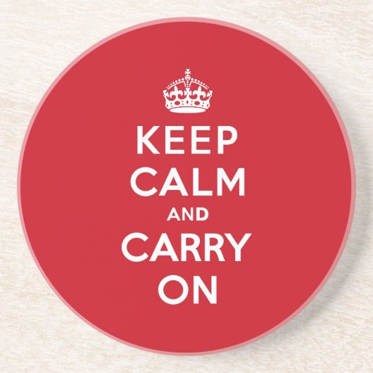 London Red Keep Calm en Carry on Zandsteen Onderzetter (Voorkant)