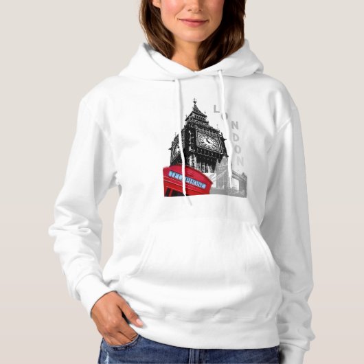 London red phone big ben pop art hoodie (Voorkant)