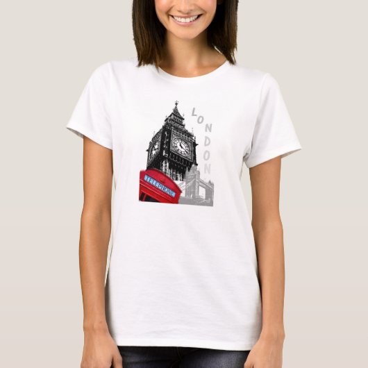London red phone big ben pop art t-shirt (Voorkant)