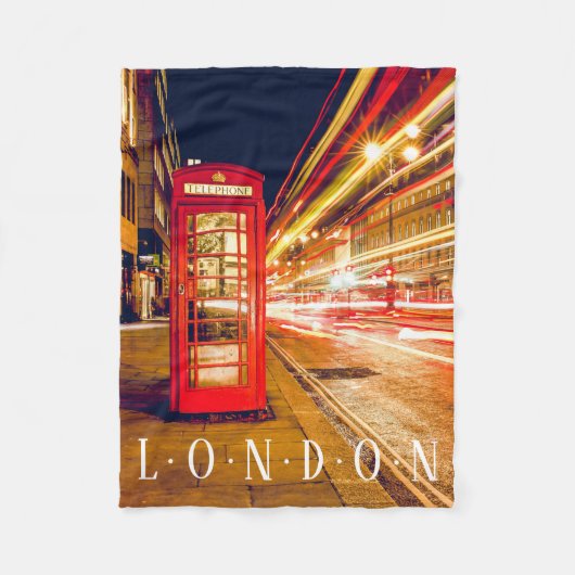 London Red Phone Booth, autolichten Fleece Deken (Voorkant)