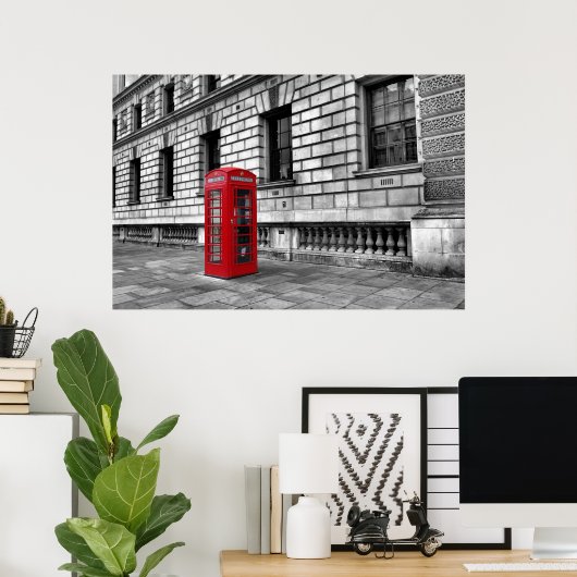 London Red Phone Box - Horizontaal Poster (Thuiskantoor)
