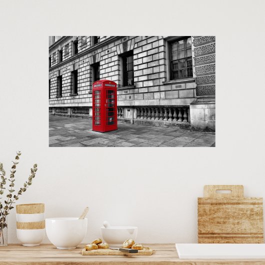 London Red Phone Box - Horizontaal Poster (Keuken)