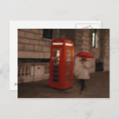 London Red Phone Box / Umbrella Briefkaart Paintin (Voorkant / Achterkant)