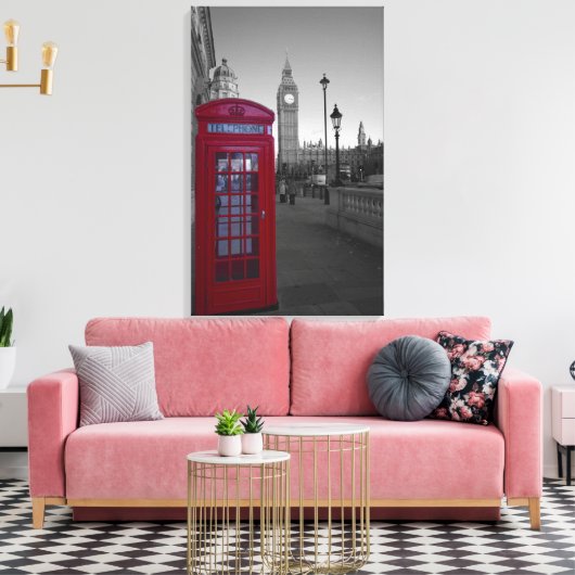 London Red Telefoon box Canvas Afdruk (Insitu (Woonkamer))
