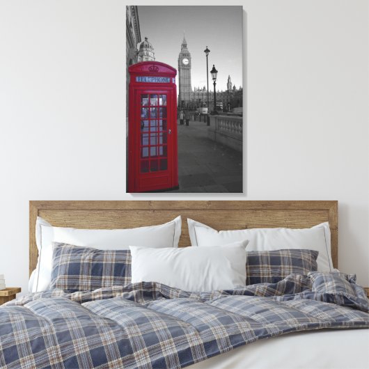 London Red Telefoon box Canvas Afdruk (Insitu (Slaapkamer))