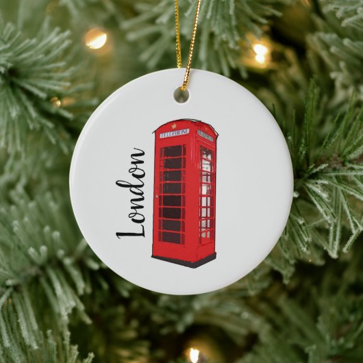 London Red Telephone Booth Illustration Ornament (Boom)