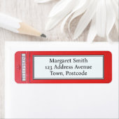 London Red Telephone Box Aangepast retouradres Etiket (Insitu)