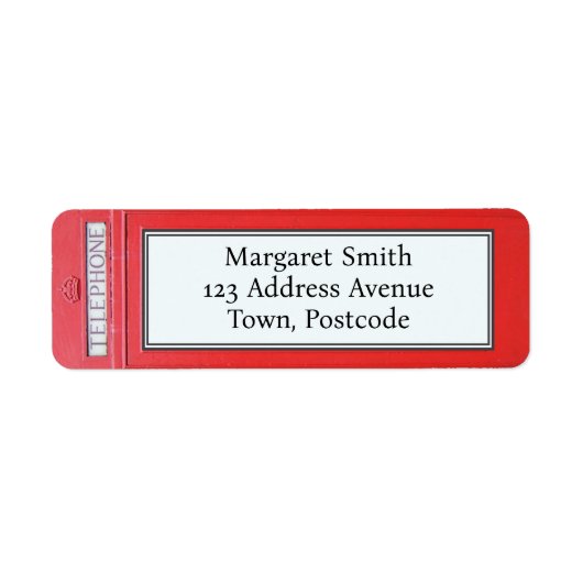 London Red Telephone Box Aangepast retouradres Etiket (Voorkant)