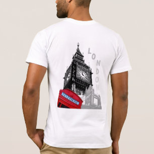 London Red Telephone Box Big Ben Clock Tower T-shirt