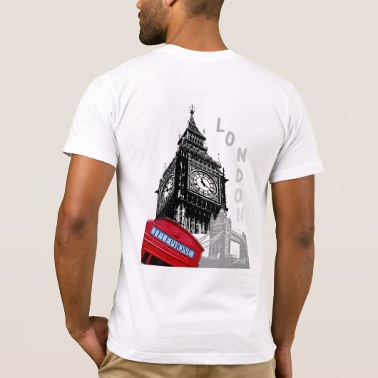 London Red Telephone Box Big Ben Clock Tower T-shirt (Achterkant)