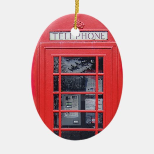 London Red Telephone Box Keramisch Ornament (Voorkant)