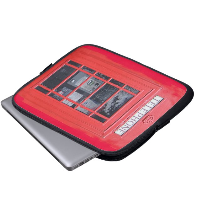 London Red Telephone Box Laptop Sleeve (Voorkant onderkant)