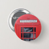 London Red Telephone Box Ronde Button 5,7 Cm (Voorkant /achterkant)