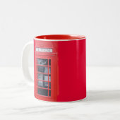 London Red Telephone Box Tweekleurige Koffiemok (Voorkant links)