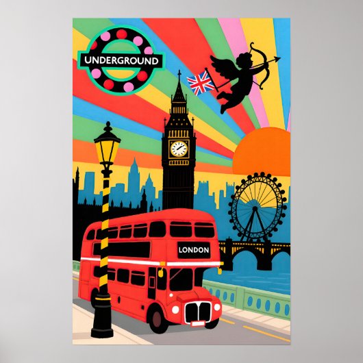 London Reizen Pop Art Poster (Voorkant)