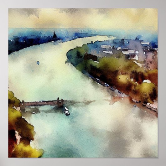London-River Thames (C), Waterverf Poster (Voorkant)