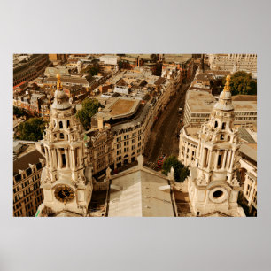 London rooftop view panorama with urban architectu poster