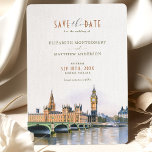 London Save the Date Destination Wedding Kaart<br><div class="desc">Vang de charme en schoonheid van Londen, Engeland, met deze elegante waterverf sparen de kaart van de Datum. Met een verbluffend kunstwerk van Big Ben en Westminster Bridge in Londen, zal deze kaart de toon zetten voor je speciale dag en tegelijk de schoonheid van deze historische stad vieren. Londen is...</div>