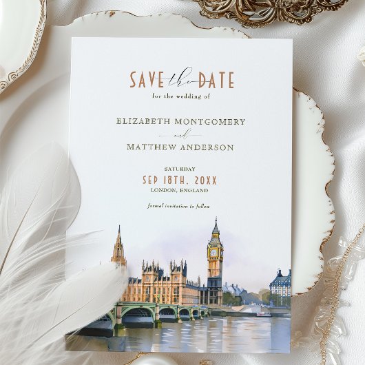 London Save the Date Destination Wedding Kaart
