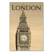 London Sepia Big Ben Brown Wedding Table Number Kaart (Voorkant)
