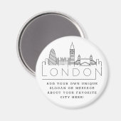London Skyline | Aangepast stadsbericht of slogan Magneet (Voorkant / Achterkant)
