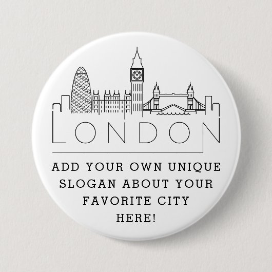 London Skyline | Aangepaste Button met sleuf (Voorkant)