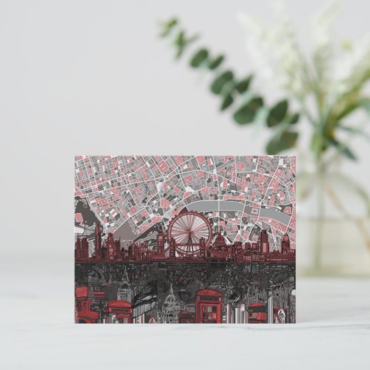 london skyline abstract briefkaart (Staand voorkant)