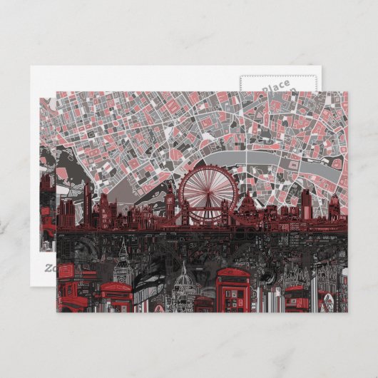 london skyline abstract briefkaart (Voorkant / Achterkant)