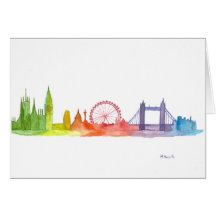 London skyline abstracte art waterverf kleurrijk