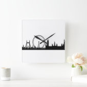 London Skyline Afbeelding Black & White London Clo Vierkante Klok (Huis)