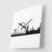 London Skyline Afbeelding Black & White London Clo Vierkante Klok (Hoek)